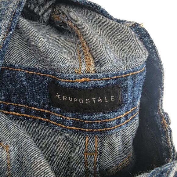 Aeropostale Denim Jean Distressed BIB Overalls Pants Size S - Picture 8 of 11